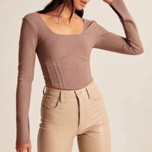 NWOT Abercrombie & Fitch Scoop Neck Corset Top XS - Taupe